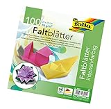 folia 8920 - Faltblätter 20 x 20 cm, 70 g/qm, 100 Blatt sortiert in 10 intensiven Farben - ideal zum Papierfalten und für andere kreative Bastelarbeiten