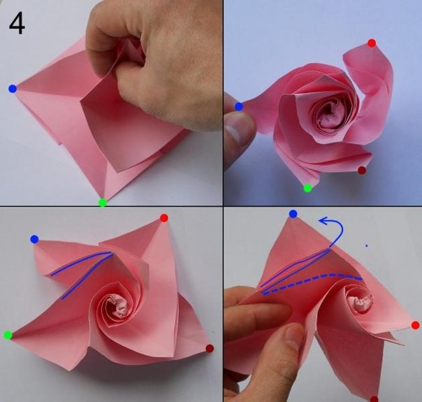 Rose aus Papier falten - Blumen basteln - Anleitung-dekoking-com-6